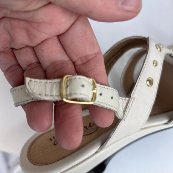 Strictly Comfort Strappy Open Toe Sandals Low Heel Gold Studs Dressy Size 7.5 - Picture 7 of 11